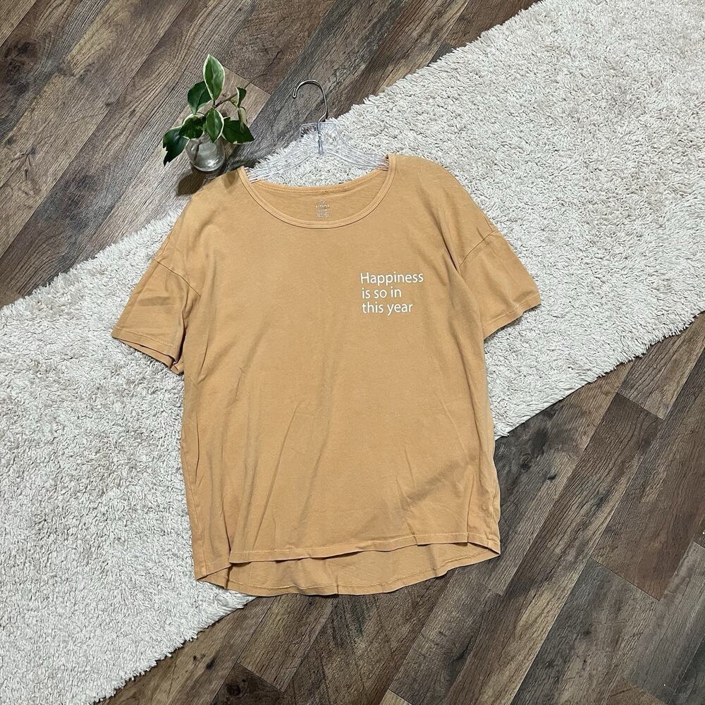 Offline by Aerie Size Small Oversized Distressed Wash Yellow Graphic Tee - Picture 1 of 5